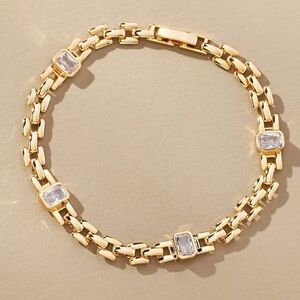 Anthropologie Spaced Crystal Bracelet - NWT - Gold